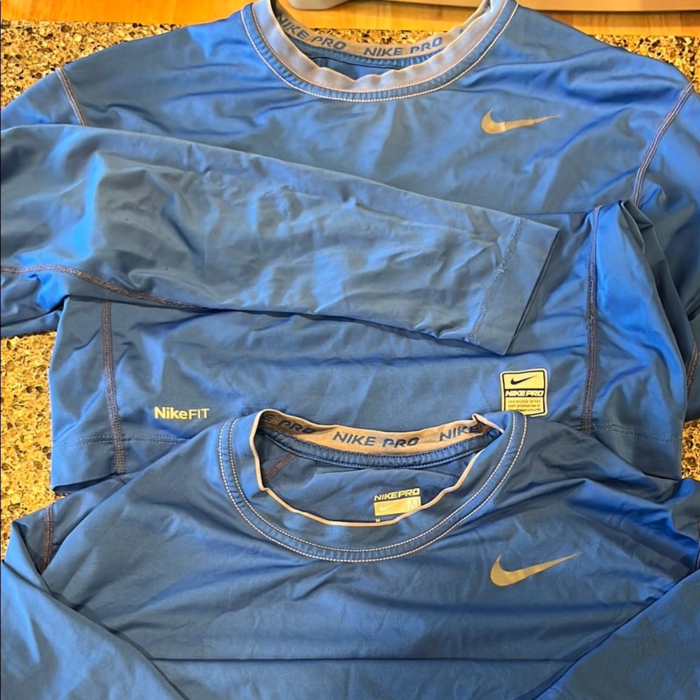 2 Nike Blue Long Sleeve Performance Tee